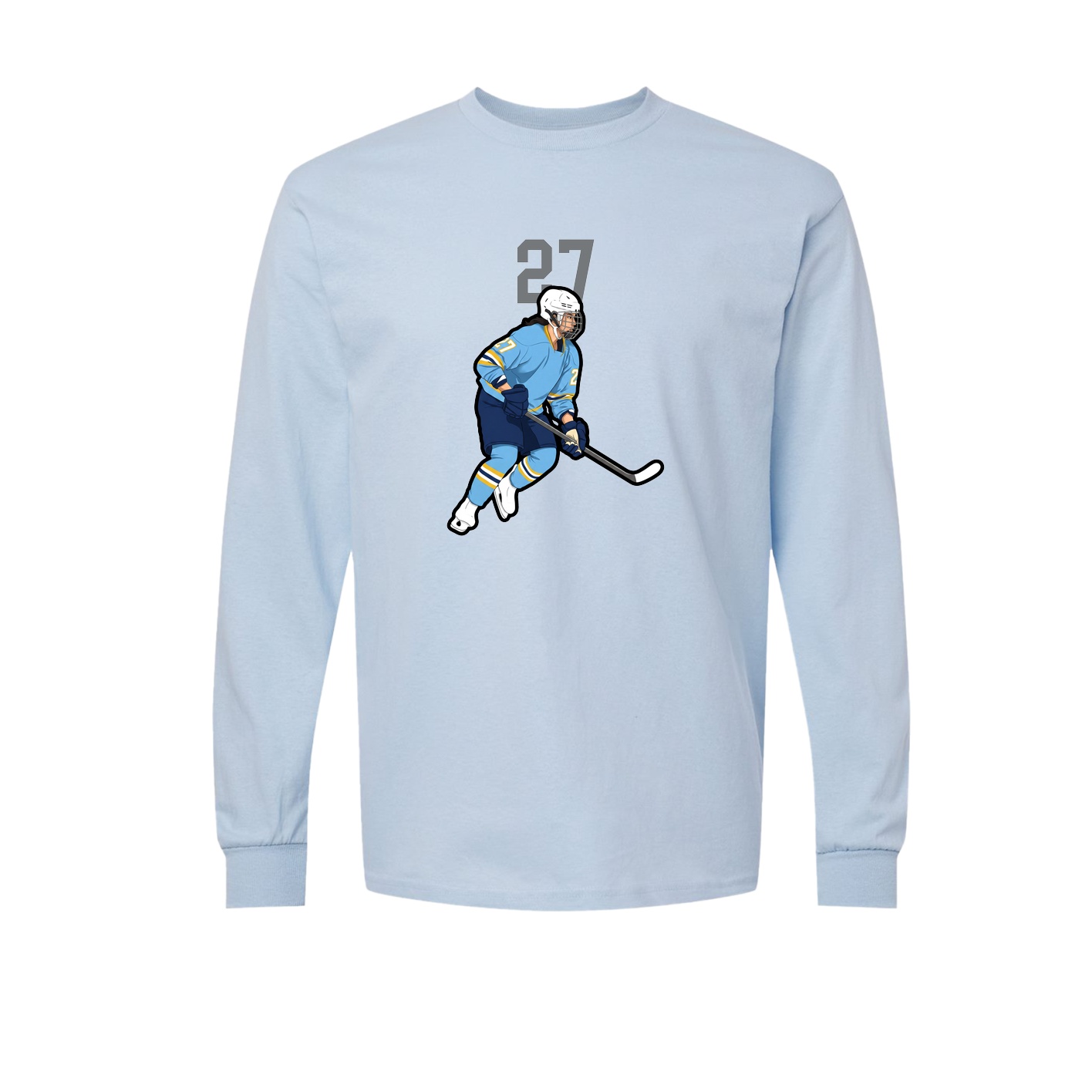 Long Sleeve Tee — Number Top in Light Blue