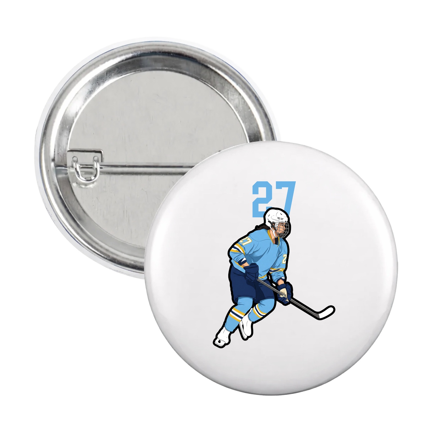 Game Day Button — Number Top in White