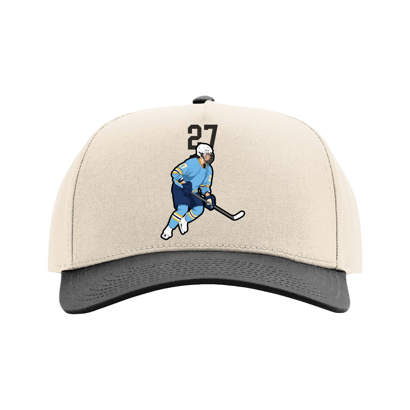 Full Fabric Five-Panel Champ Cap — Number Top in Cream/Black