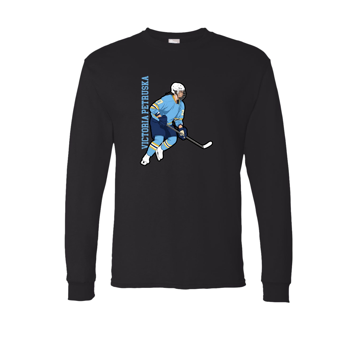 Long Sleeve Tee — Name Vertical in Black