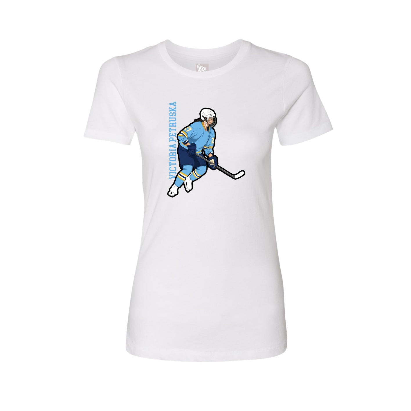Fitted Women's Tee — Name Vertical in White