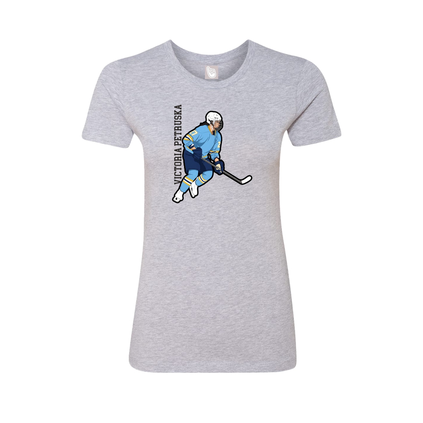 Womens Tee — Name Vertical in Grey