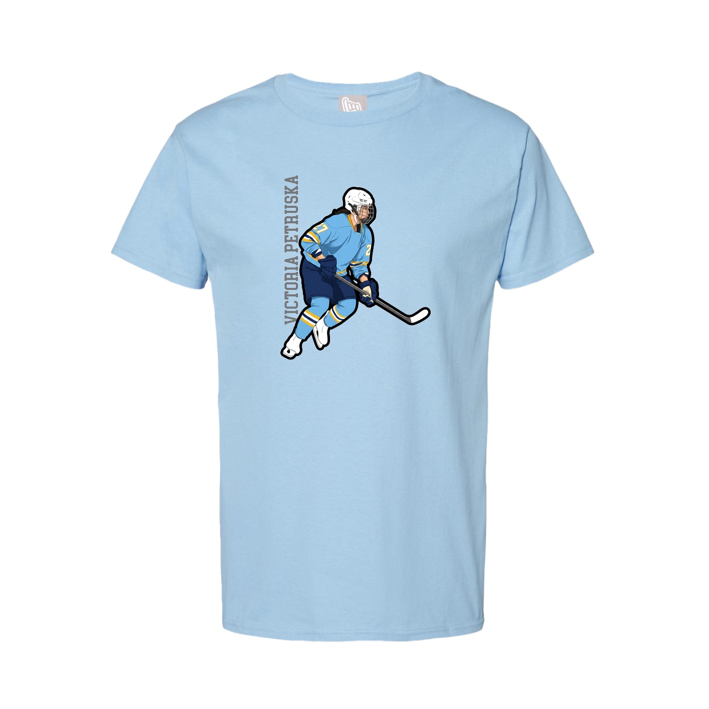 Youth Tee — Name Vertical in Light Blue