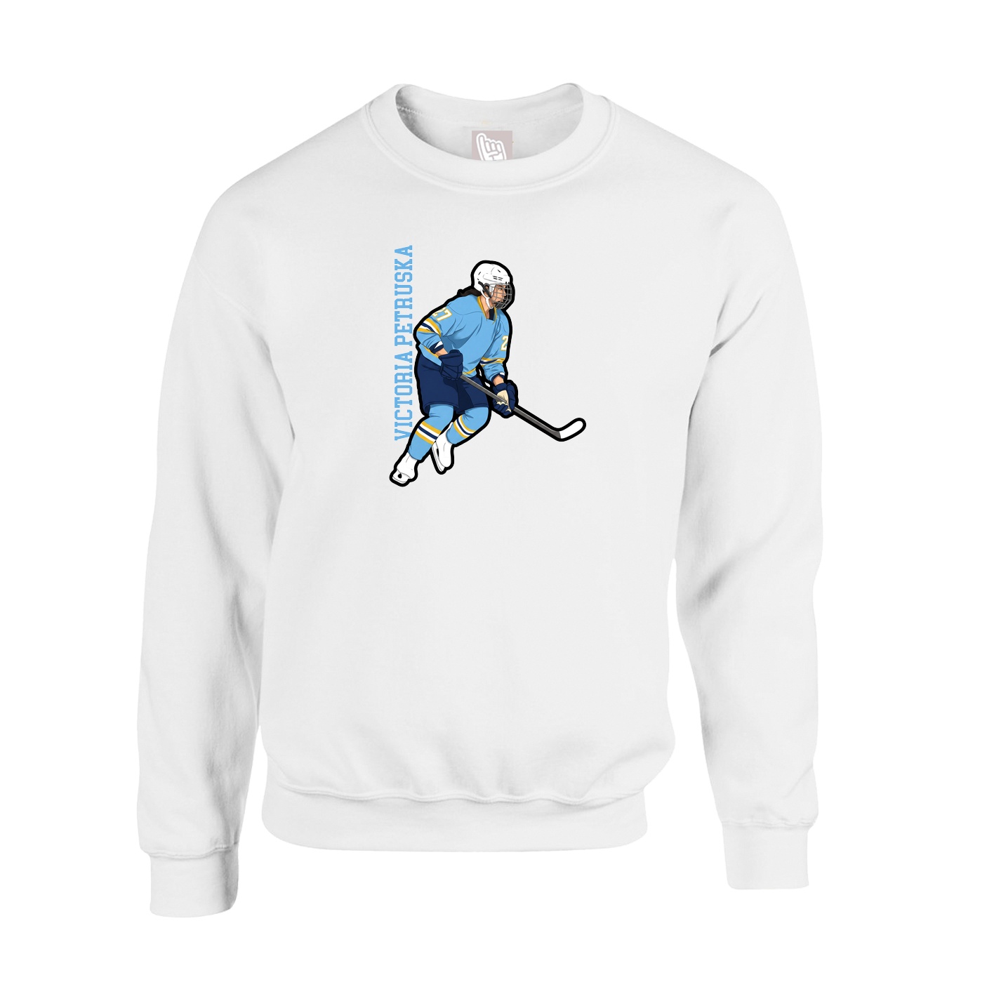 Fleece Crew — Name Vertical in White