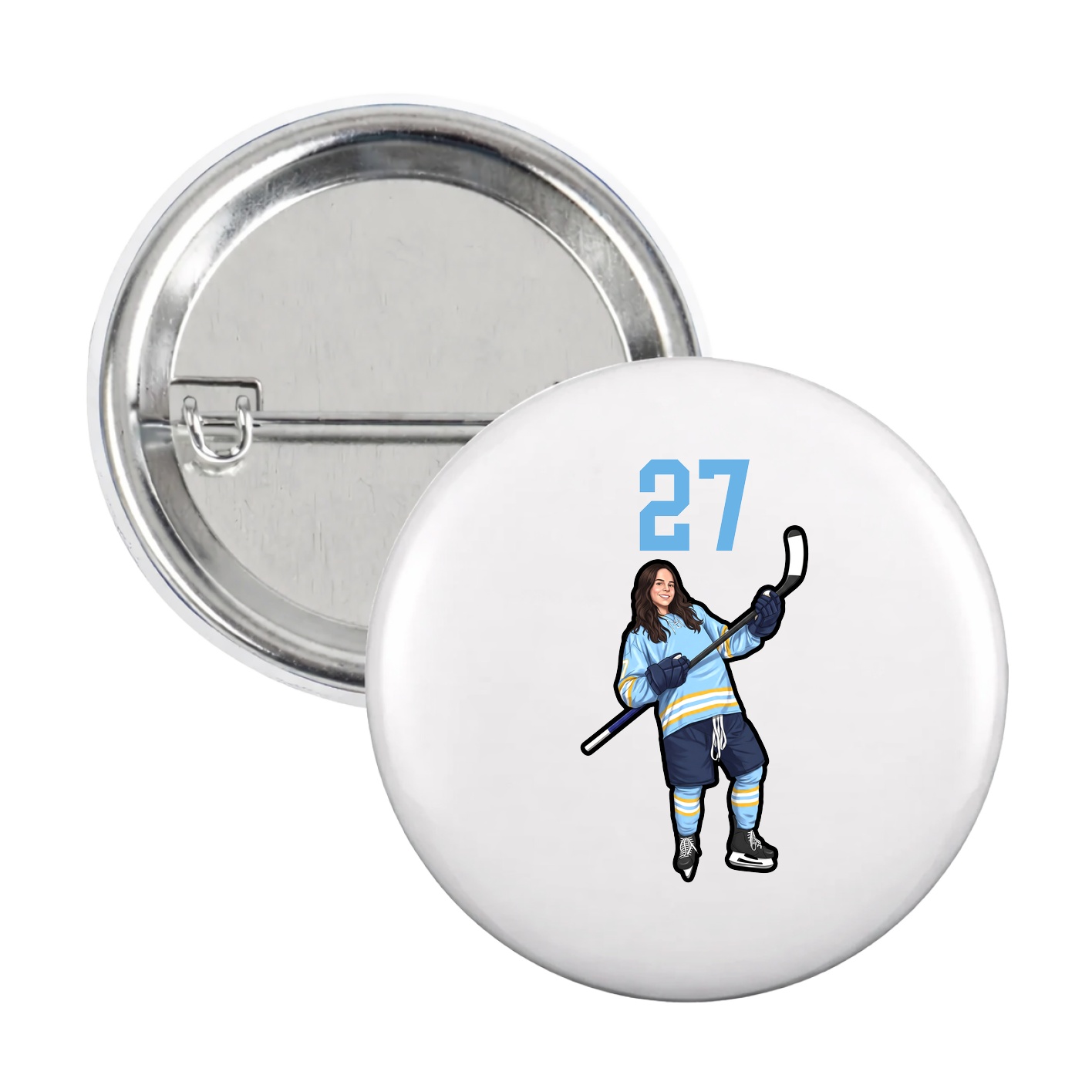 Game Day Button — Number Top in White
