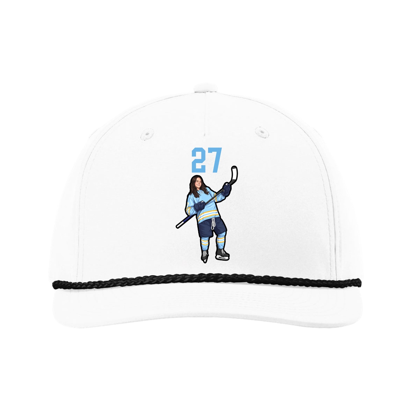 Five-Panel Classic Rope Cap — Number Top in White