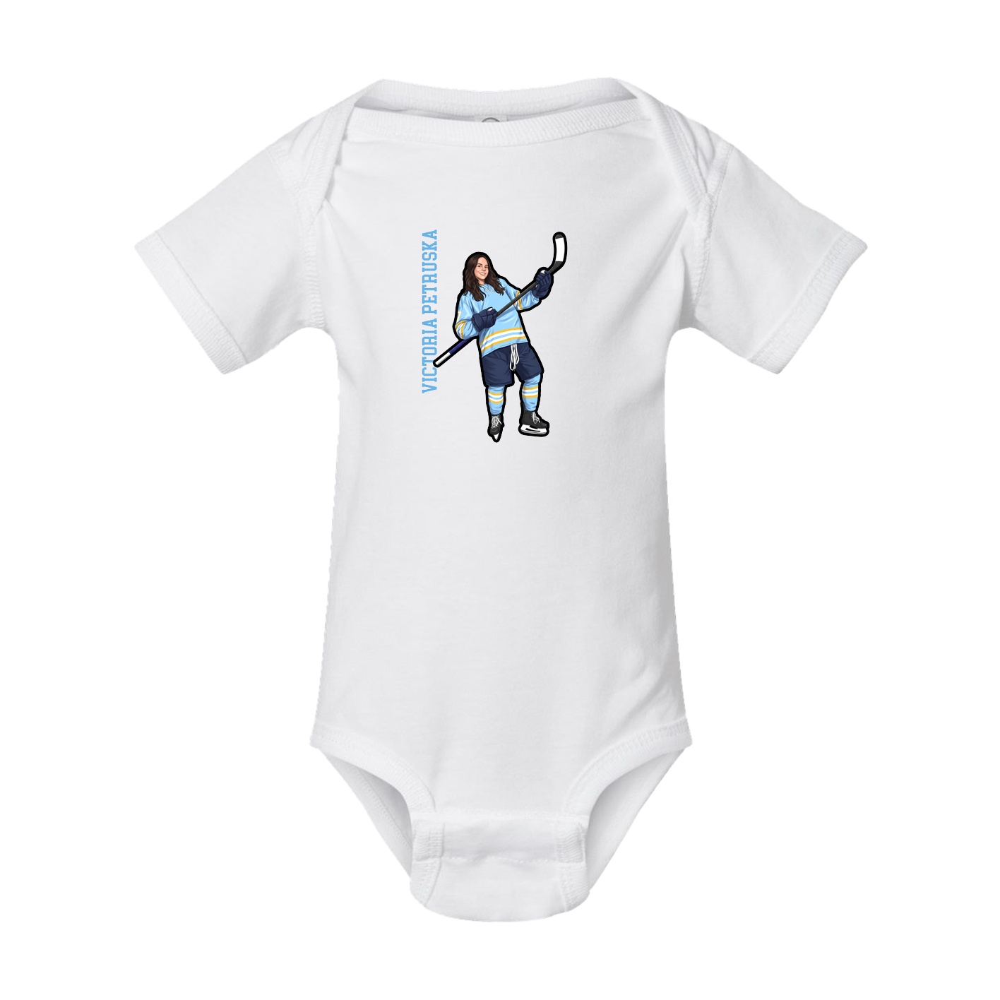 Baby Onesie — Name Vertical in White