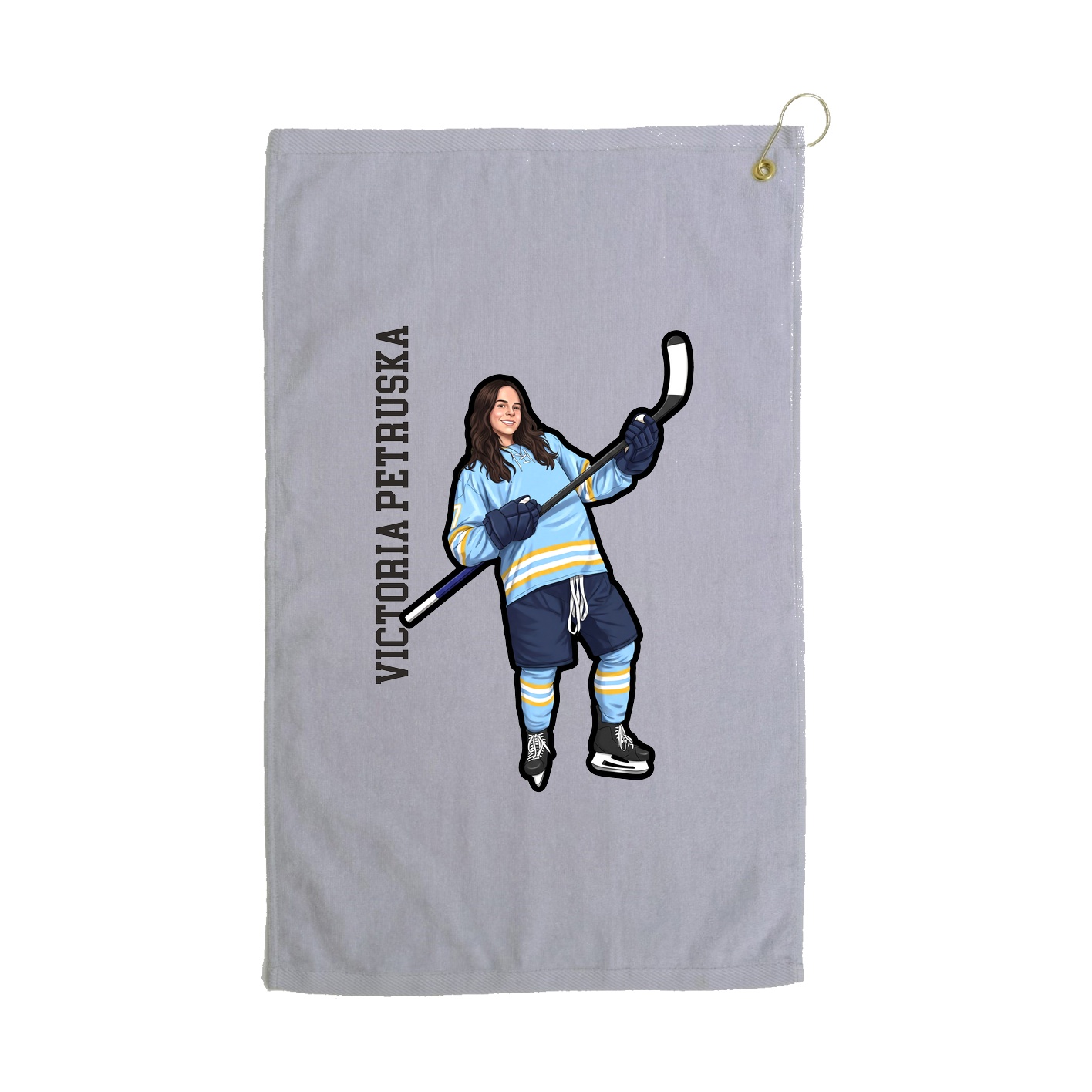 Golf Towel — Name Vertical in Grey