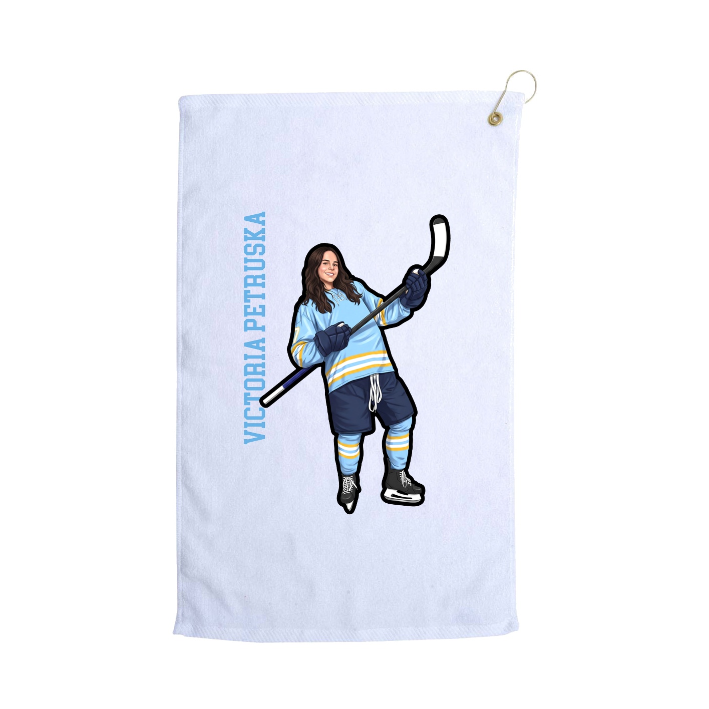 Golf Towel — Name Vertical in White
