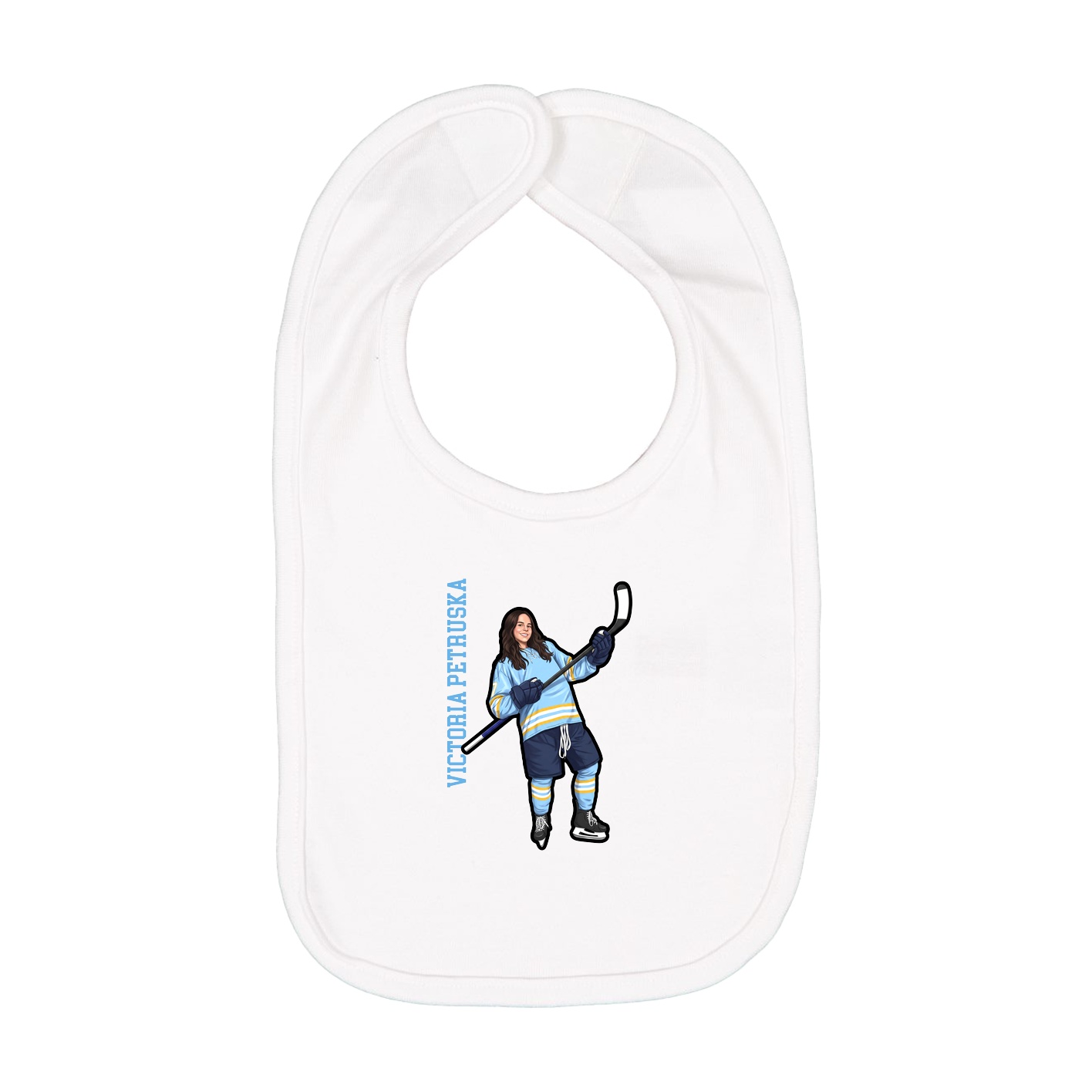 Infant Bib — Name Vertical in White