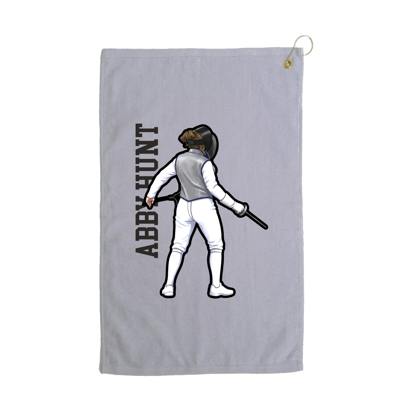 Golf Towel — Name Vertical in Grey