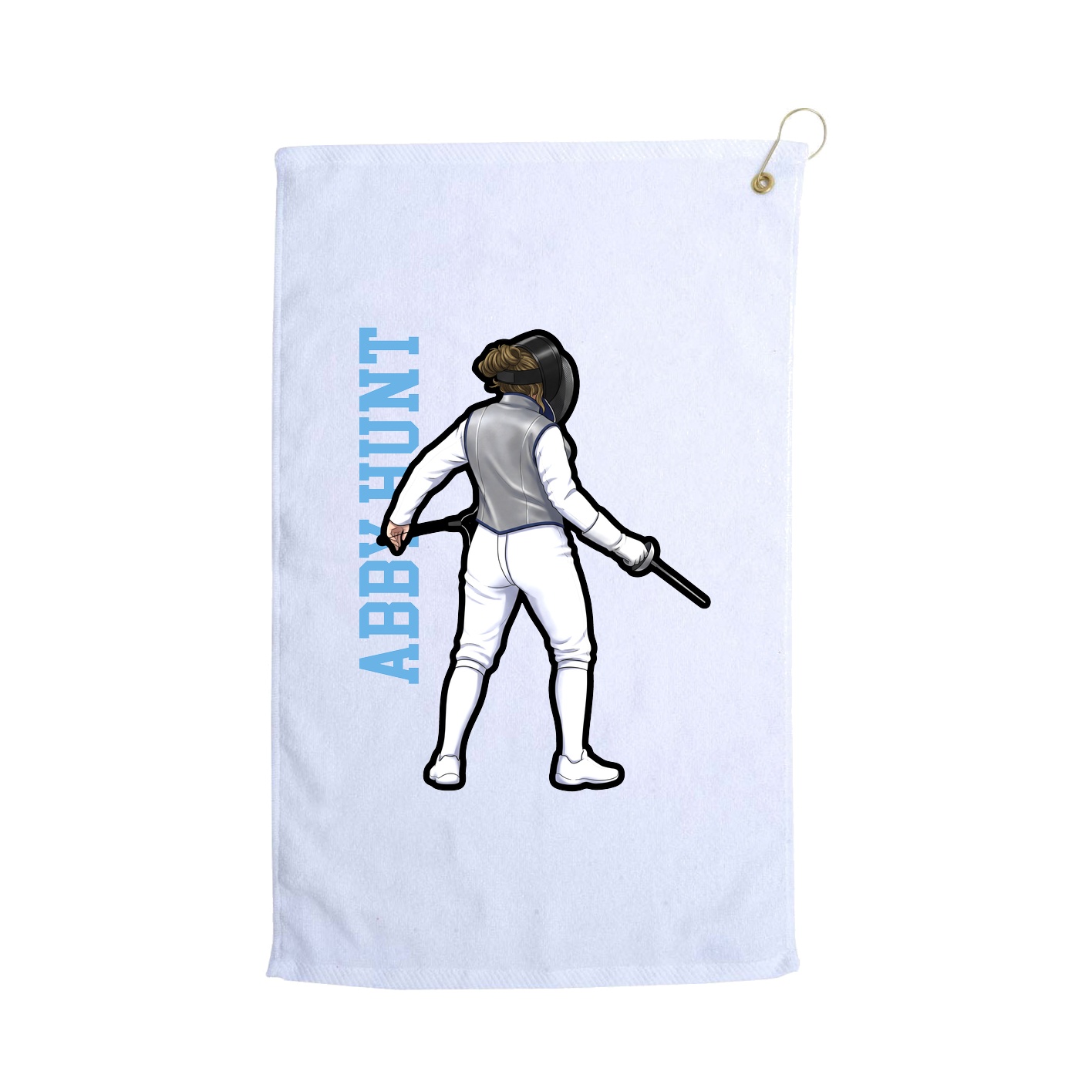 Golf Towel — Name Vertical in White