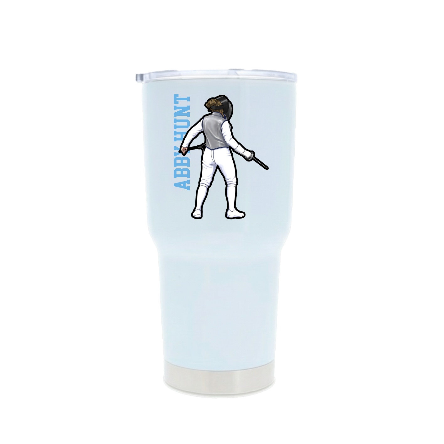 30oz Stainless Steel Tumbler — Name Vertical in White