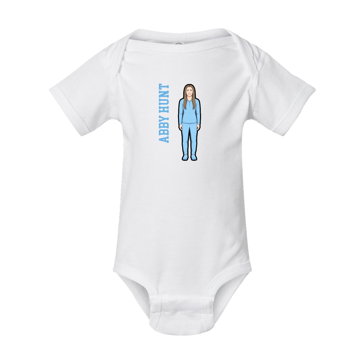 Baby Onesie — Name Vertical in White