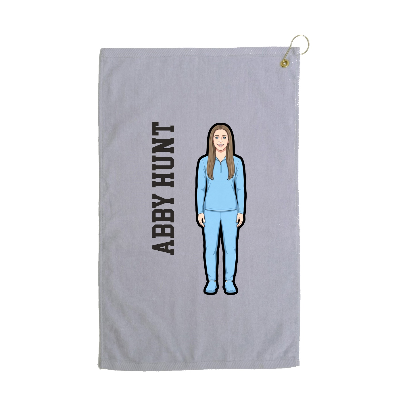 Golf Towel — Name Vertical in Grey