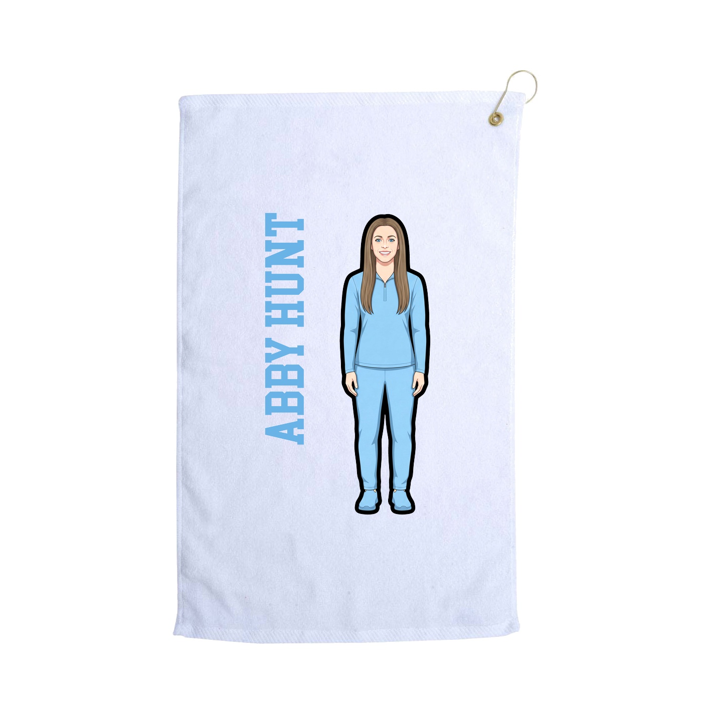 Golf Towel — Name Vertical in White