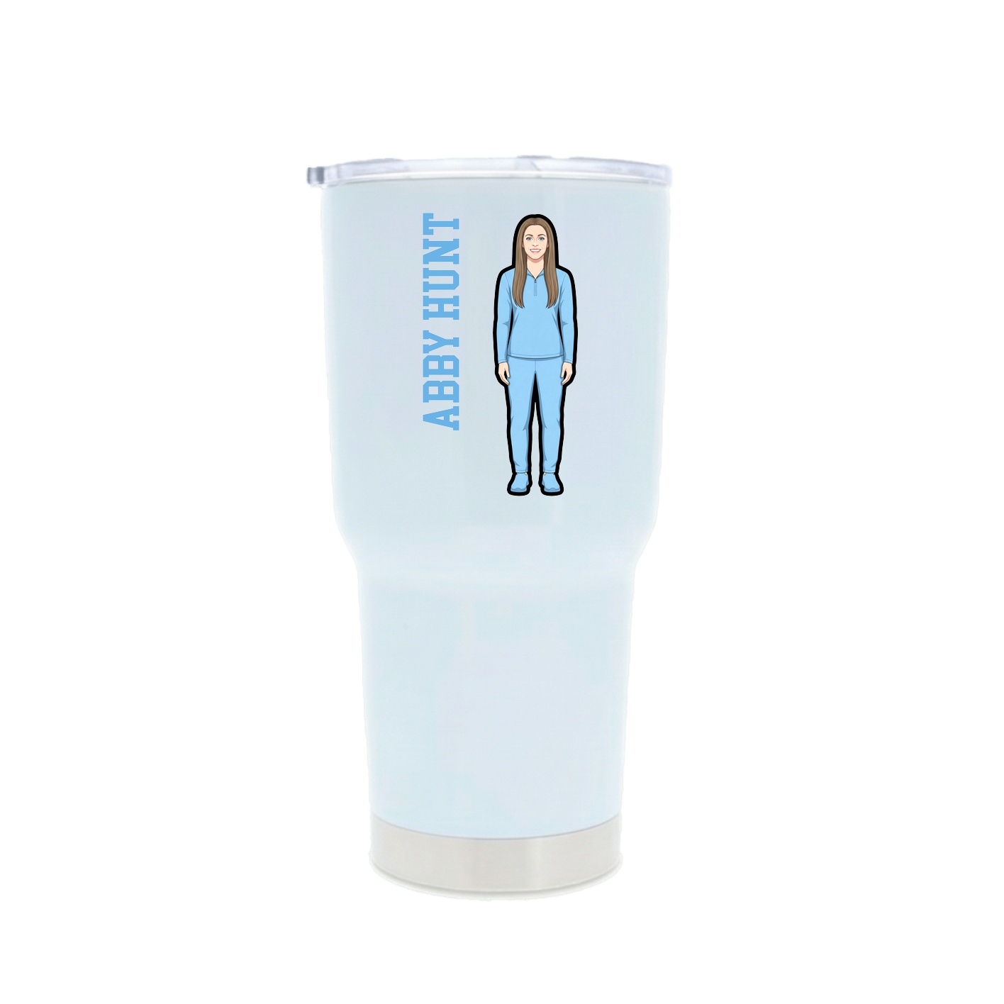 30oz Stainless Steel Tumbler — Name Vertical in White