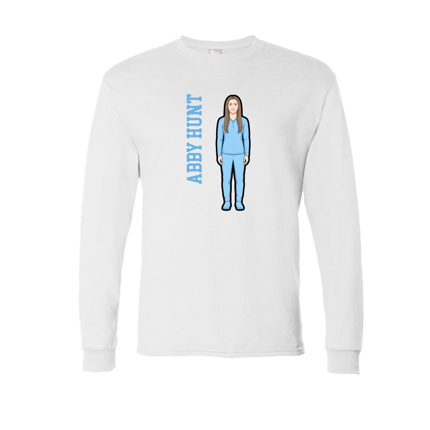 Long Sleeve Tee — Name Vertical in White