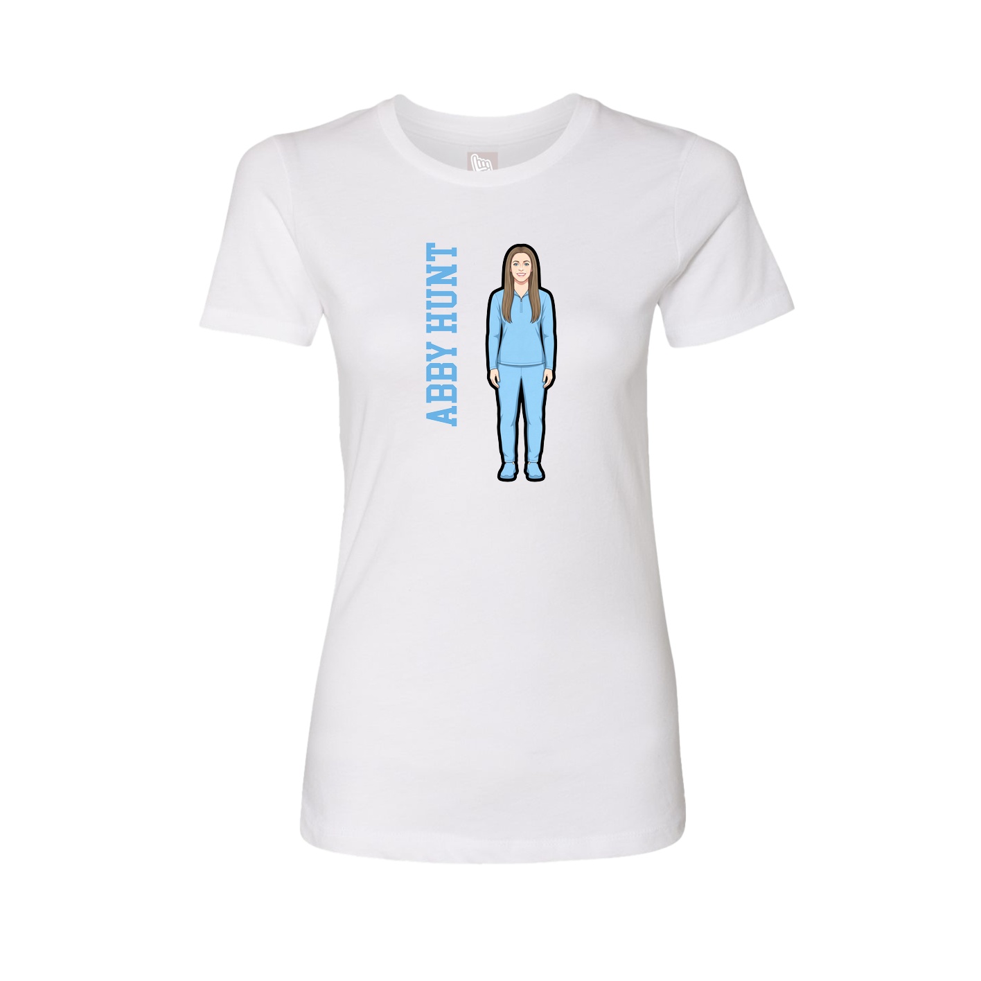 Womens Tee — Name Vertical in White