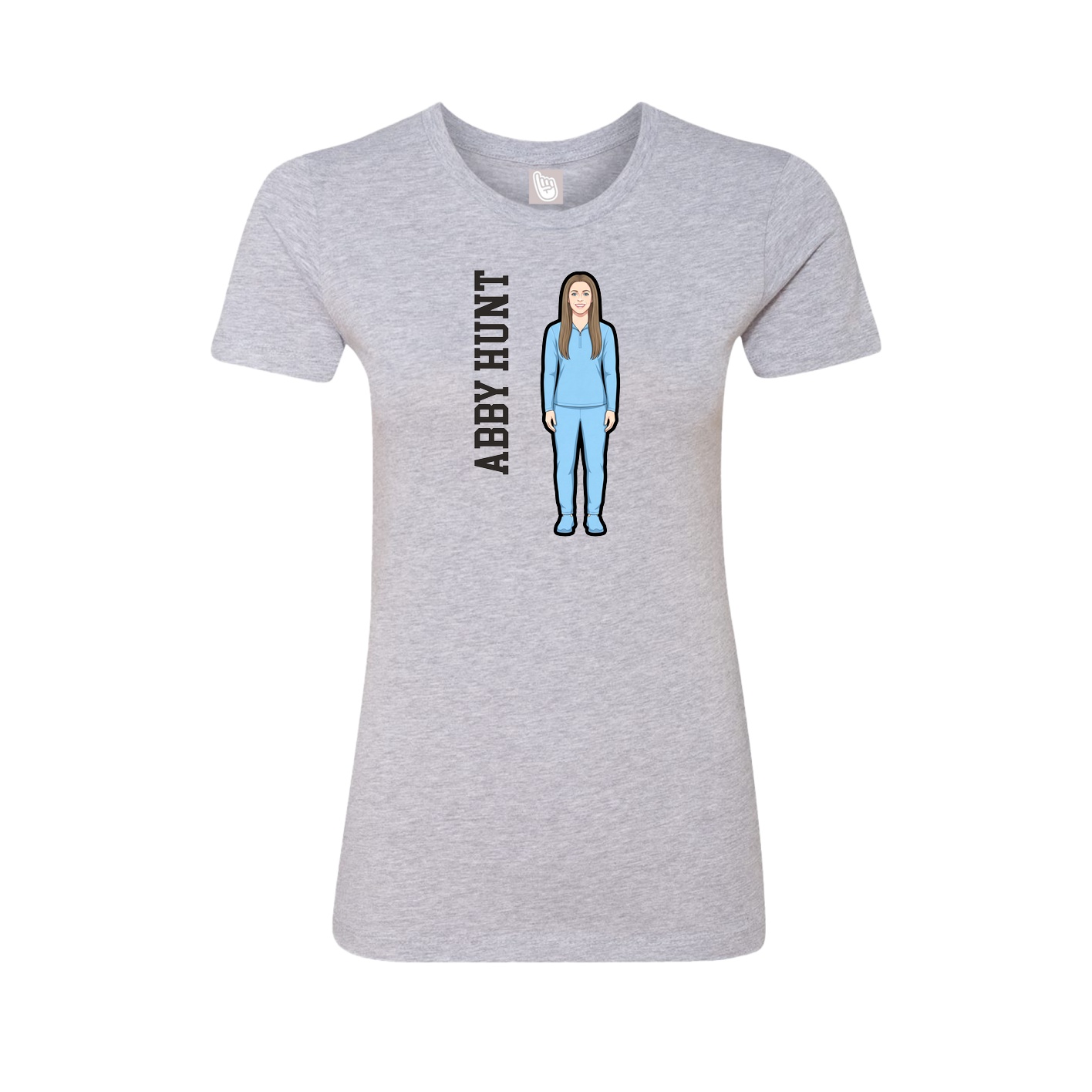 Fitted Women's Tee — Name Vertical in Grey