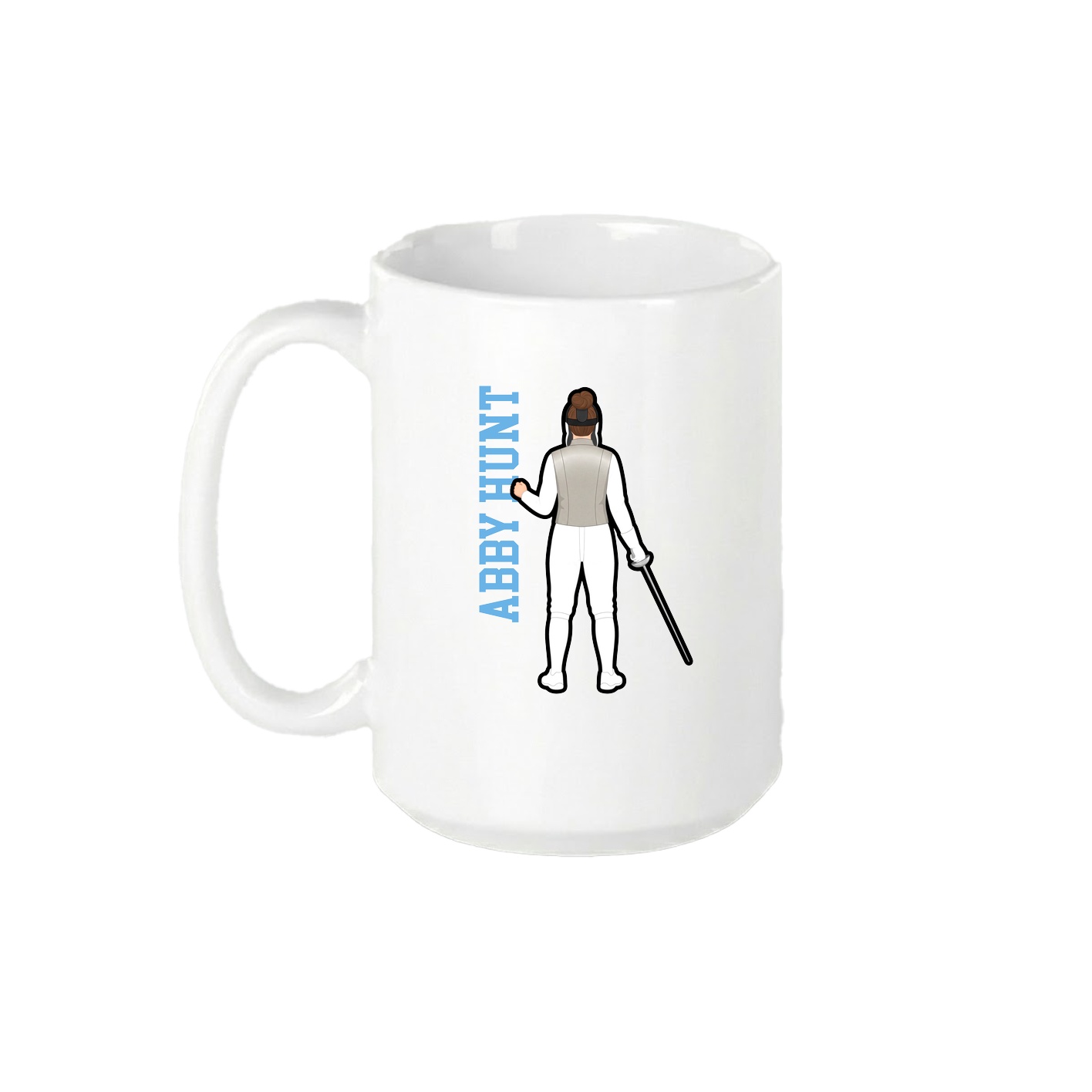 15oz Coffee Mug — Name Vertical in White