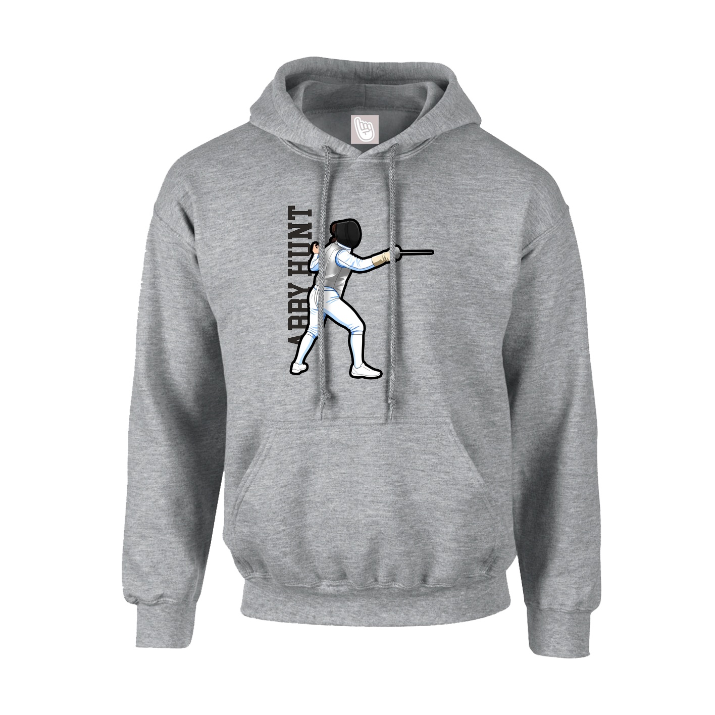 Hoodie — Name Vertical in Grey