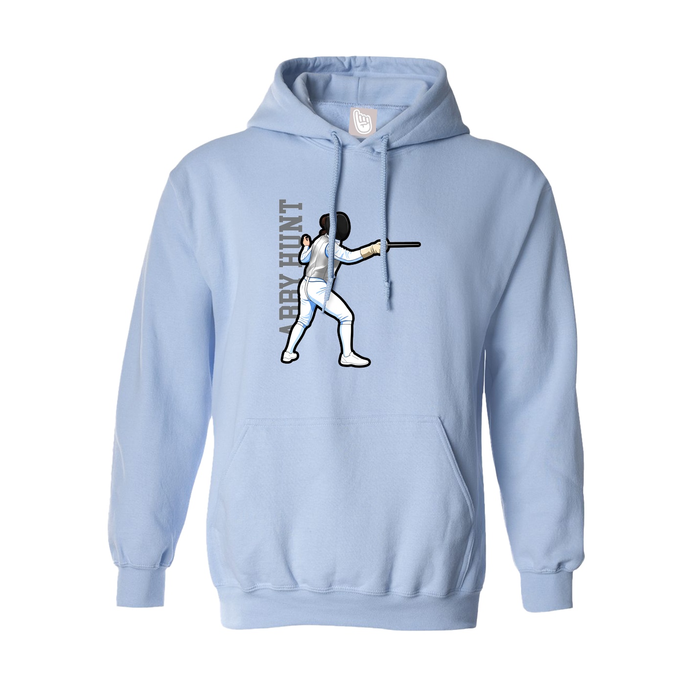 Hoodie — Name Vertical in Light Blue