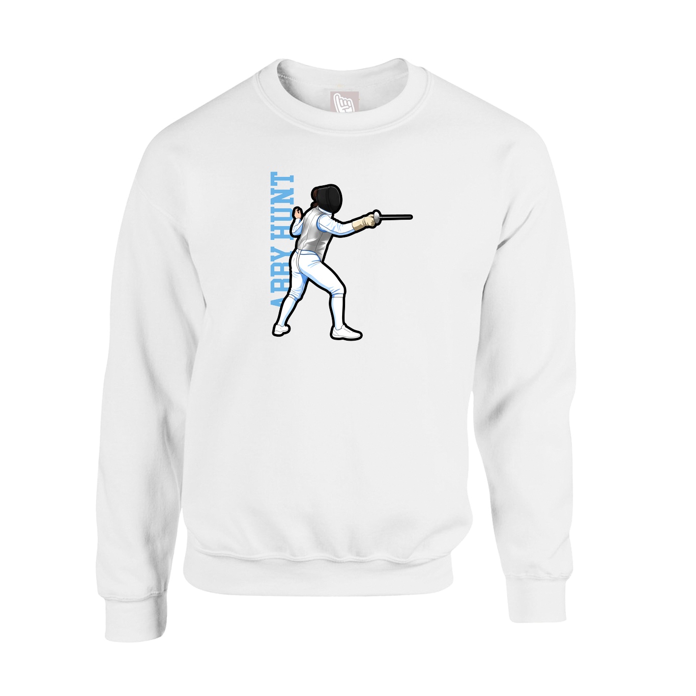 Fleece Crew — Name Vertical in White