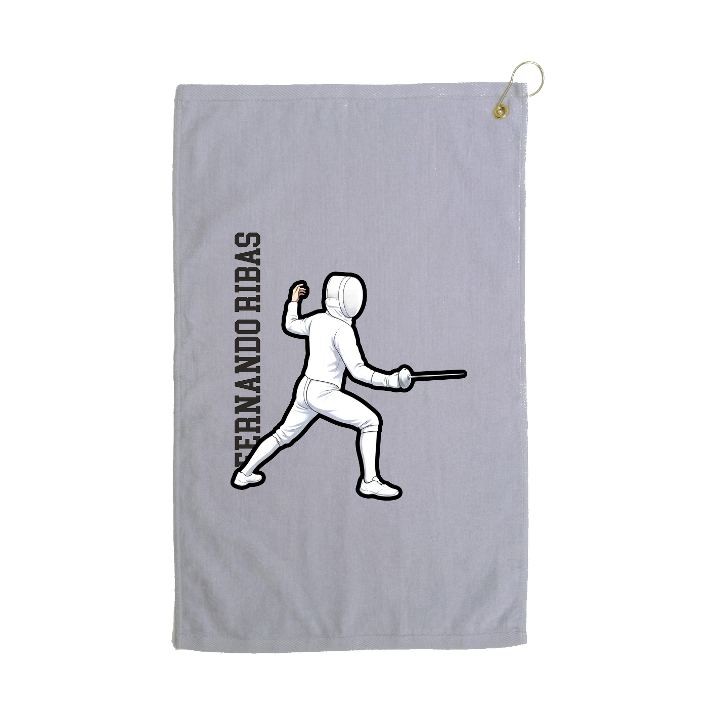 Golf Towel — Name Vertical in Grey