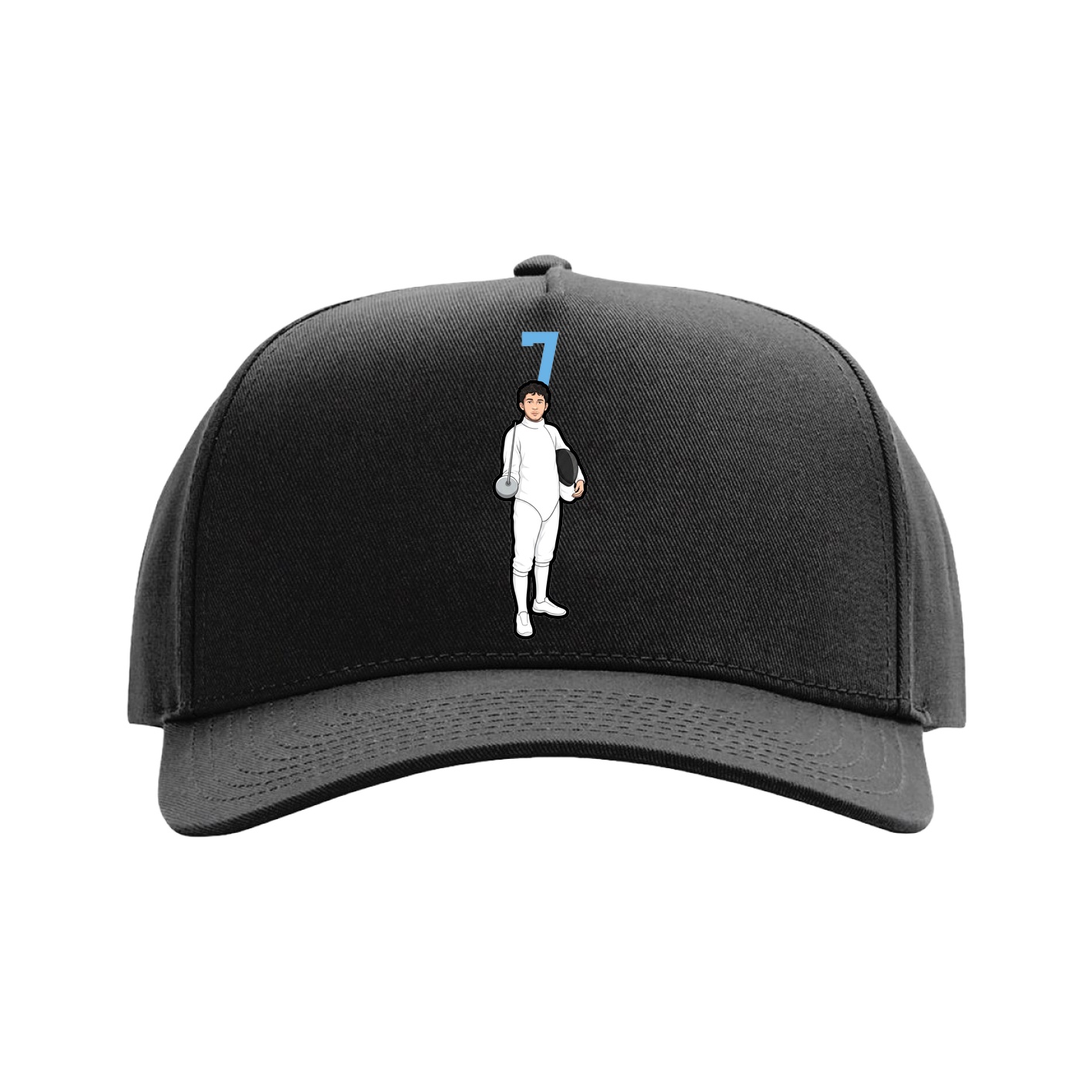 Full Fabric Five-Panel Champ Cap — Number Top in Black