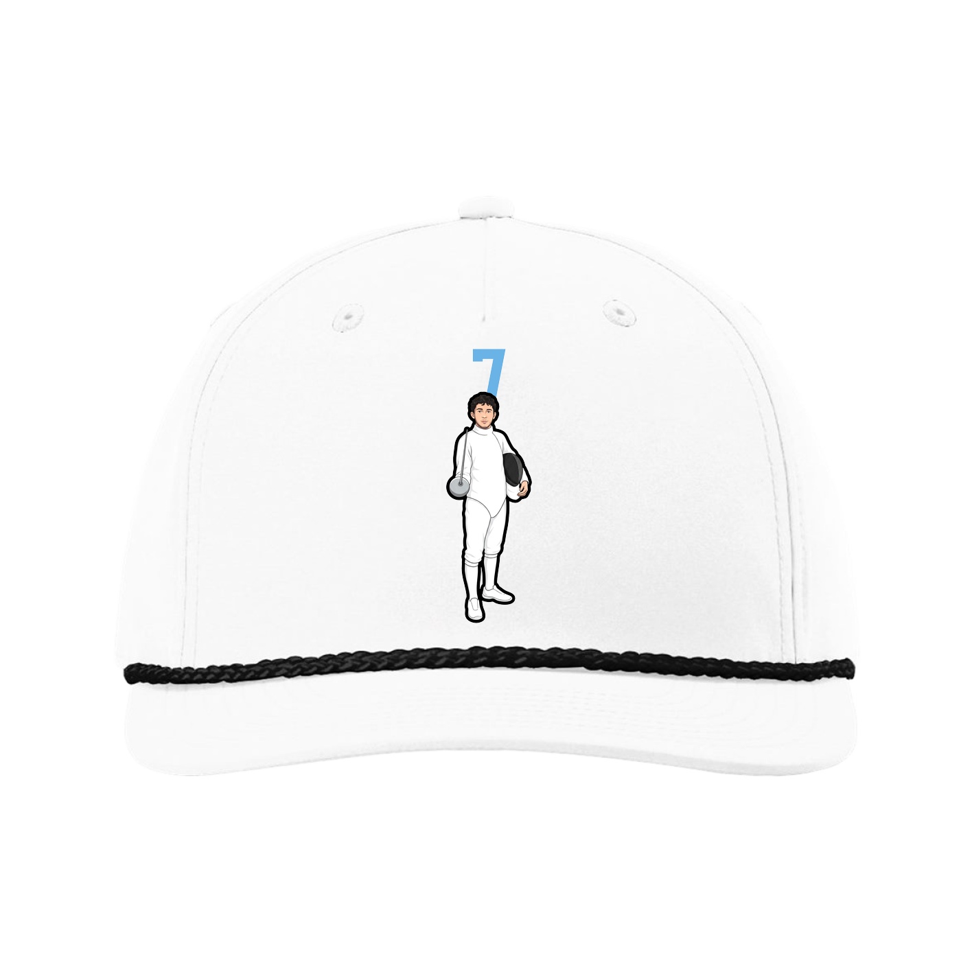 Five-Panel Classic Rope Cap — Number Top in White