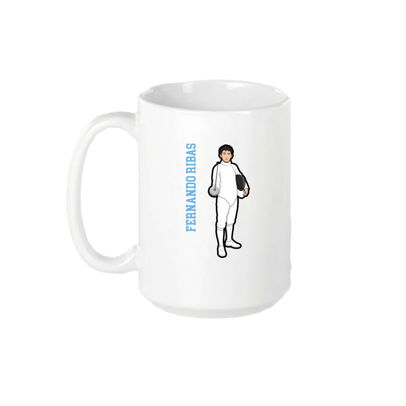 15oz Coffee Mug — Name Vertical in White