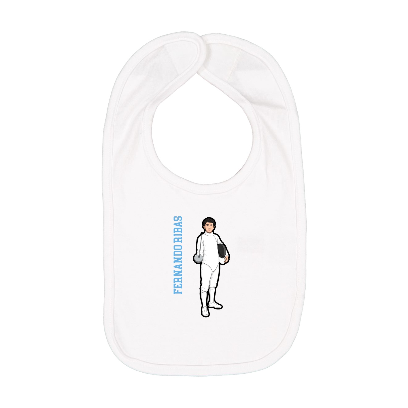 Infant Bib — Name Vertical in White