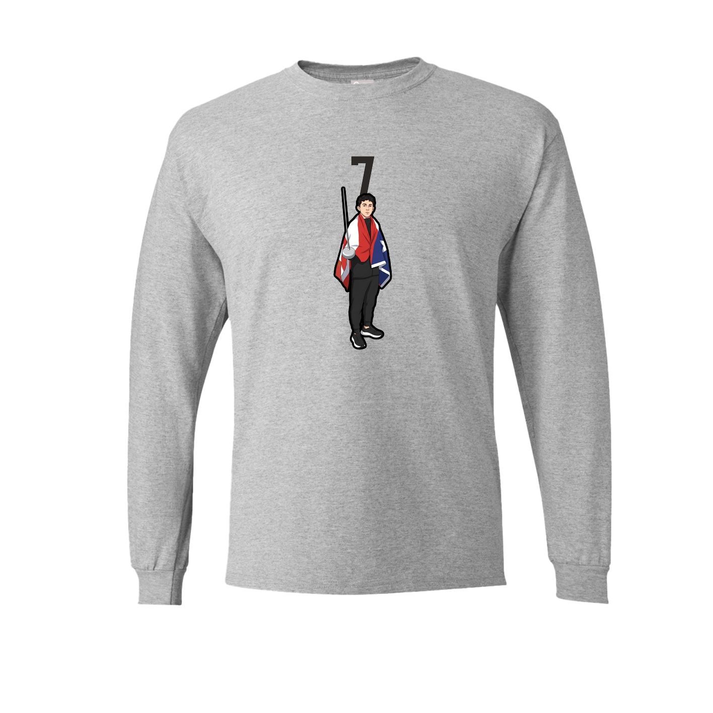 Long Sleeve Tee — Number Top in Grey