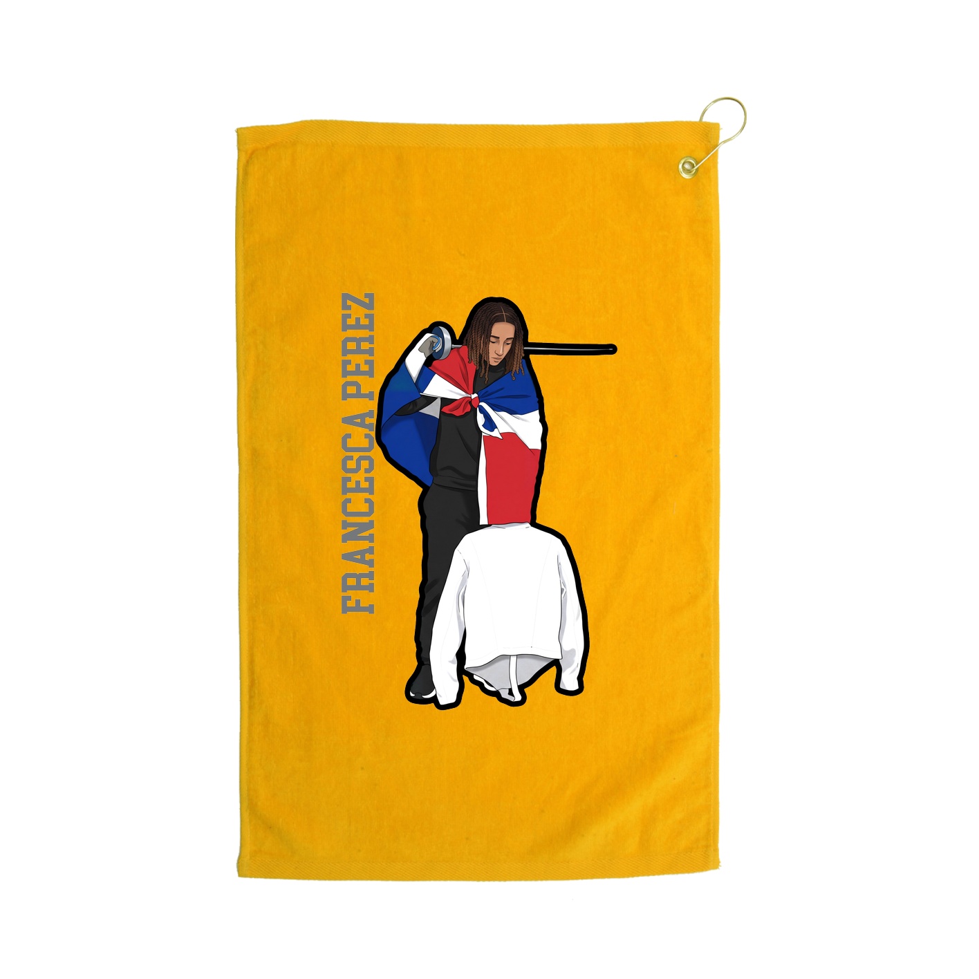 Golf Towel — Name Vertical in Gold