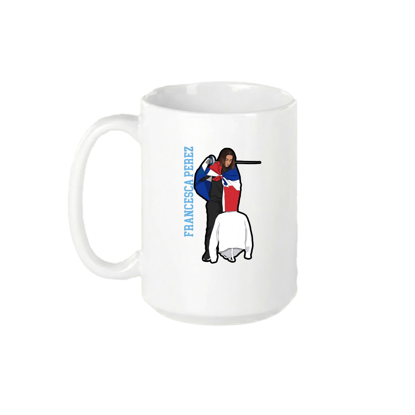 15oz Coffee Mug — Name Vertical in White