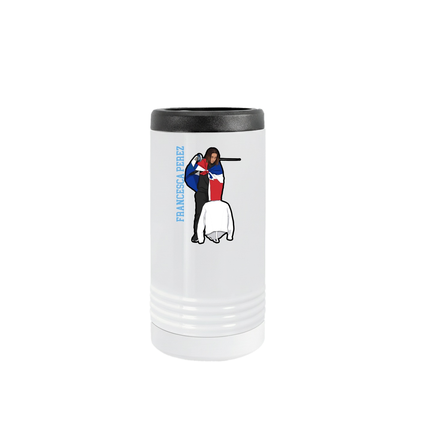Slim Beverage Holder — Name Vertical in White