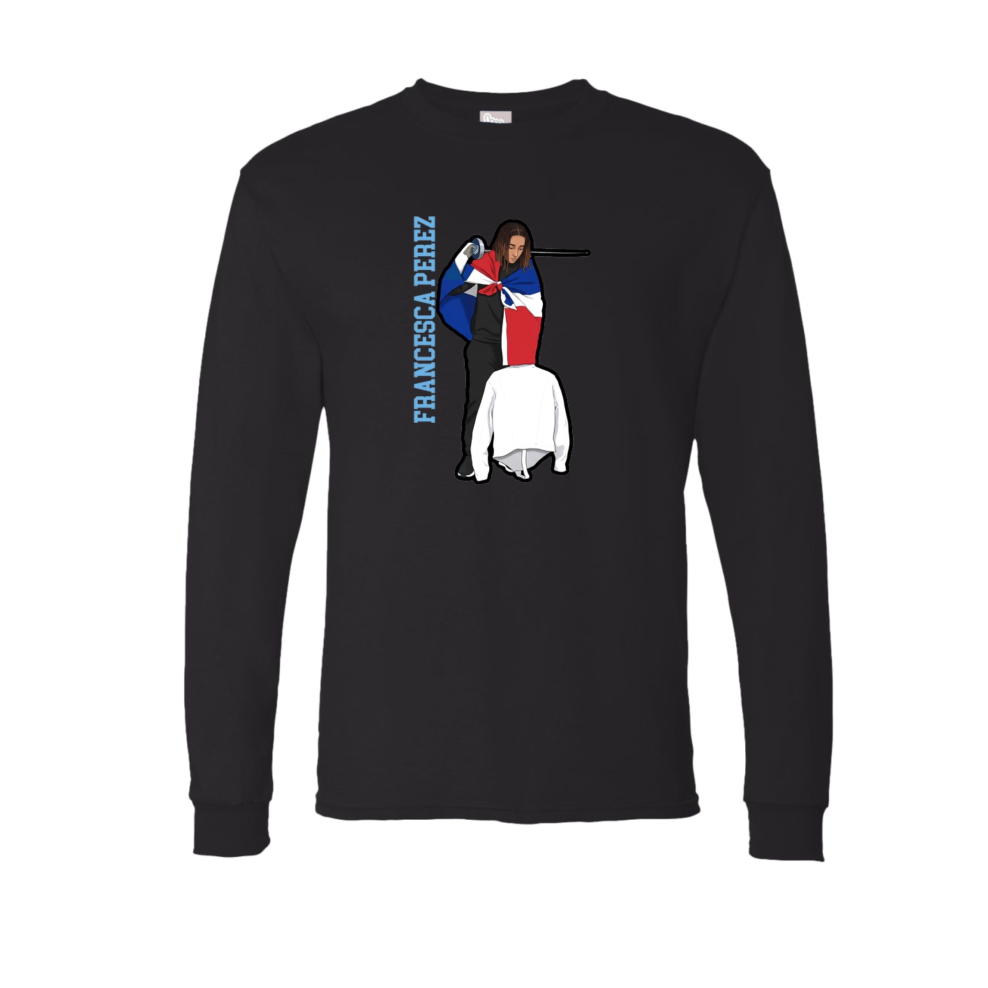 Long Sleeve Tee — Name Vertical in Black
