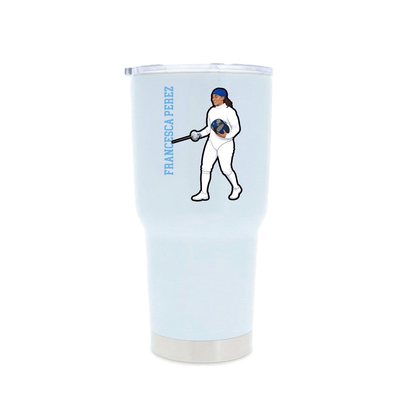 30oz Stainless Steel Tumbler — Name Vertical in White