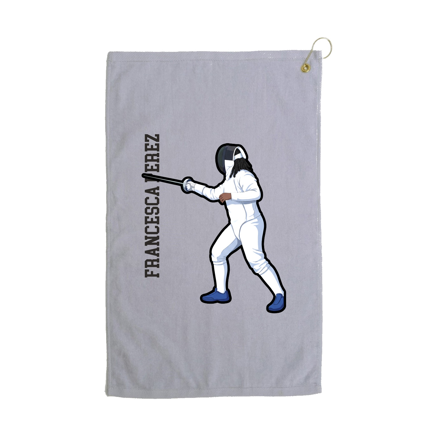 Golf Towel — Name Vertical in Grey