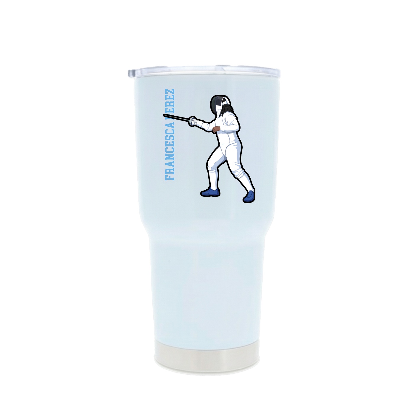 30oz Stainless Steel Tumbler — Name Vertical in White
