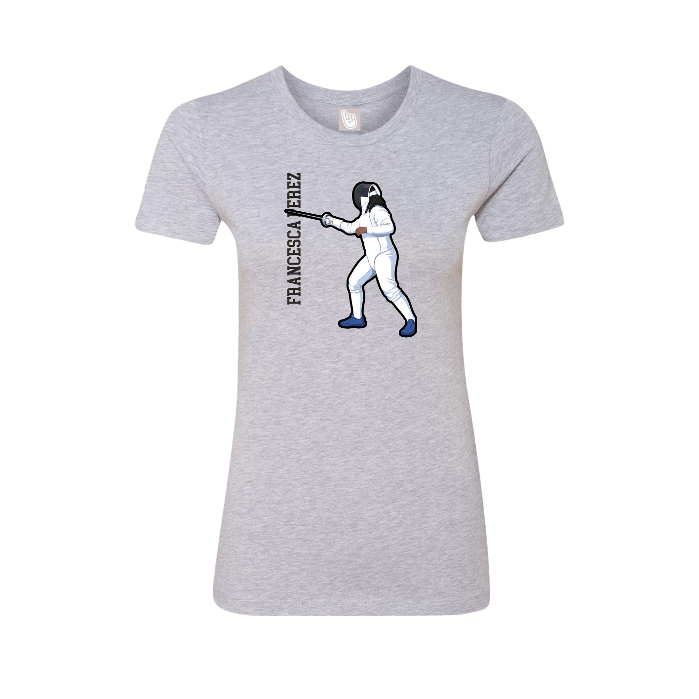 Womens Tee — Name Vertical in Grey