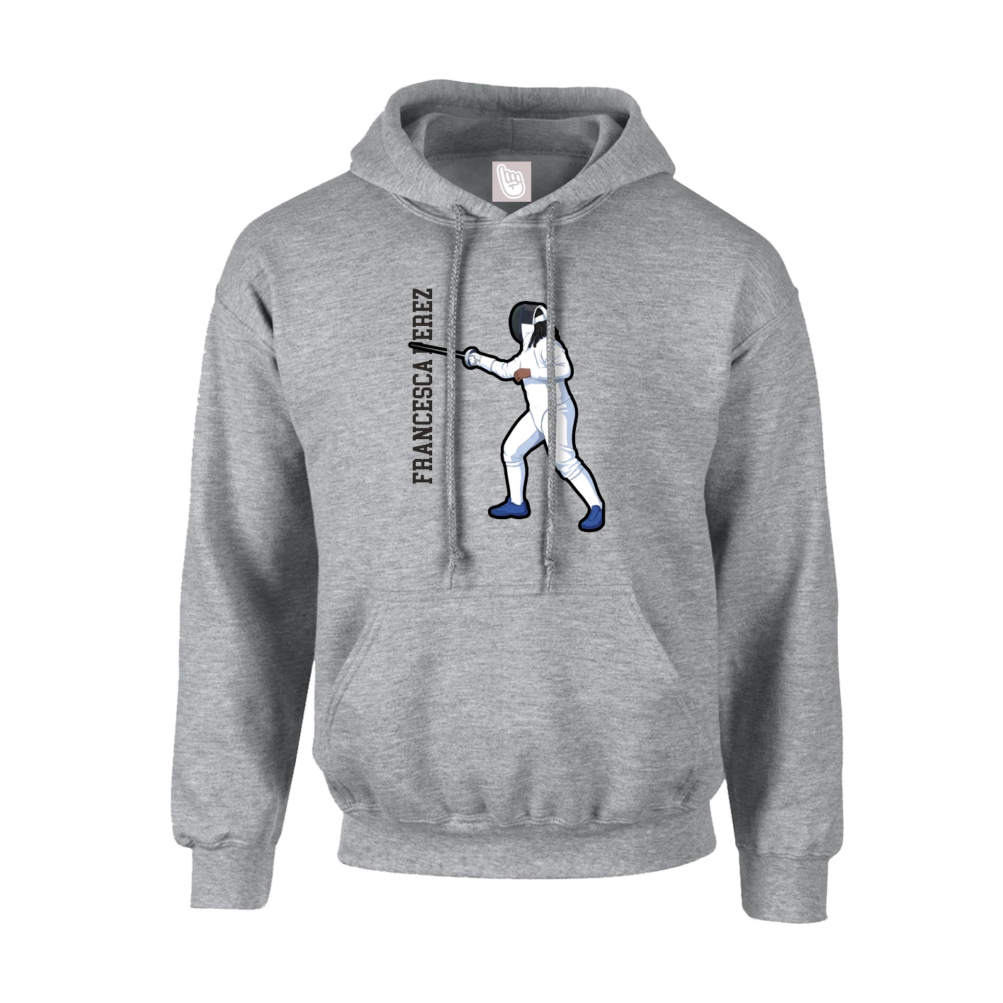 Youth Hoodie — Name Vertical in Grey