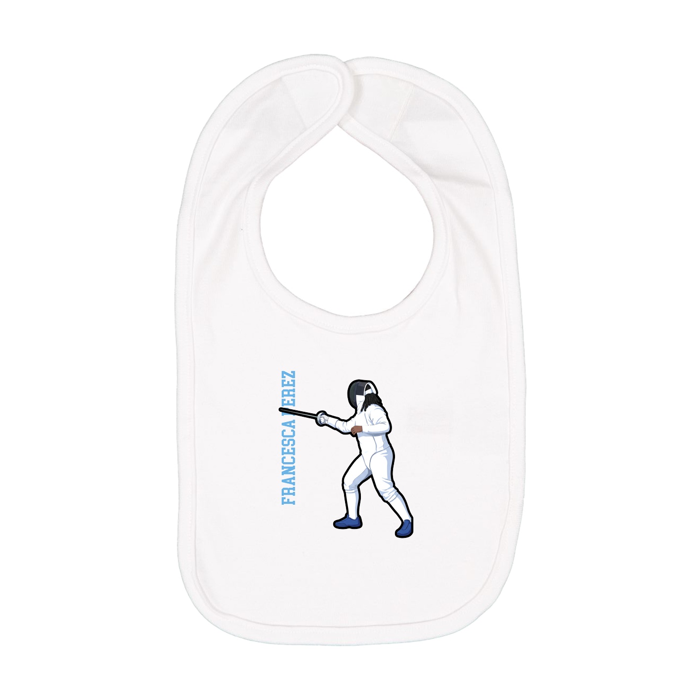 Infant Bib — Name Vertical in White