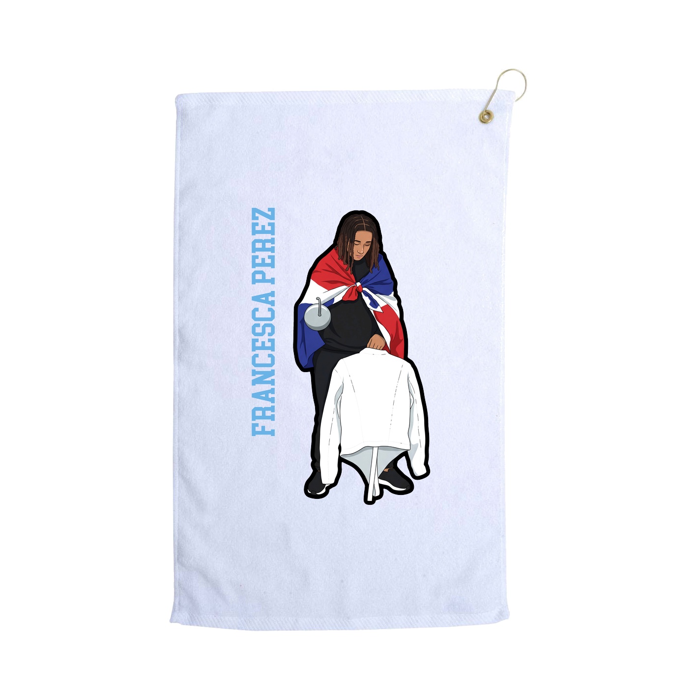 Golf Towel — Name Vertical in White