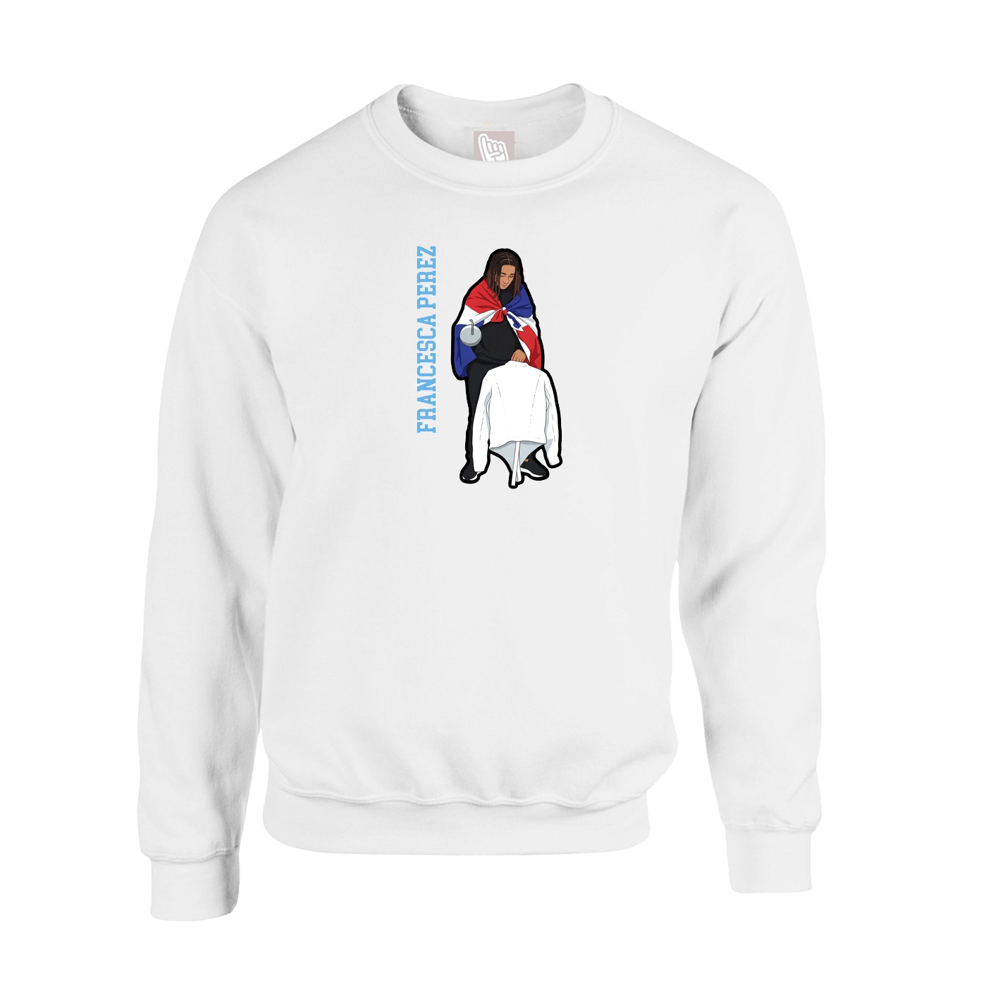 Fleece Crew — Name Vertical in White