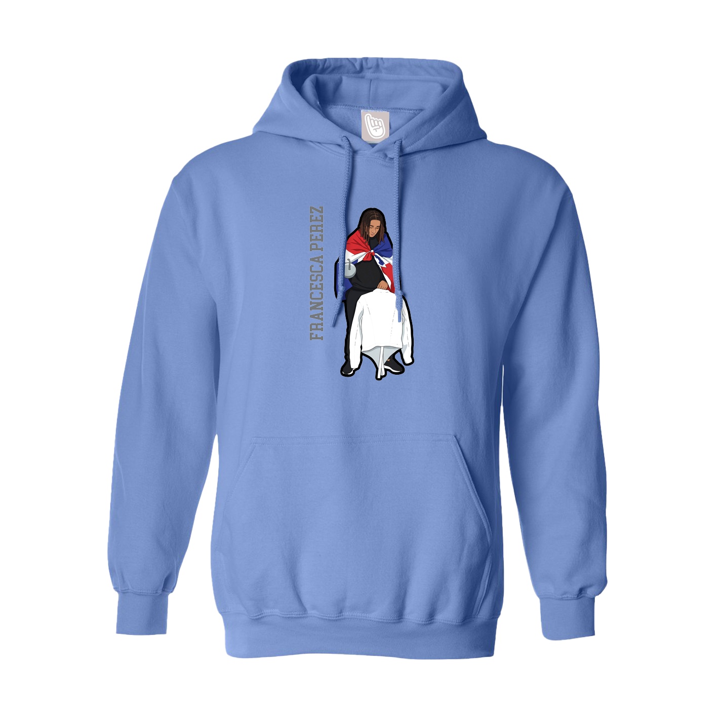 Youth Hoodie — Name Vertical in Powder Blue