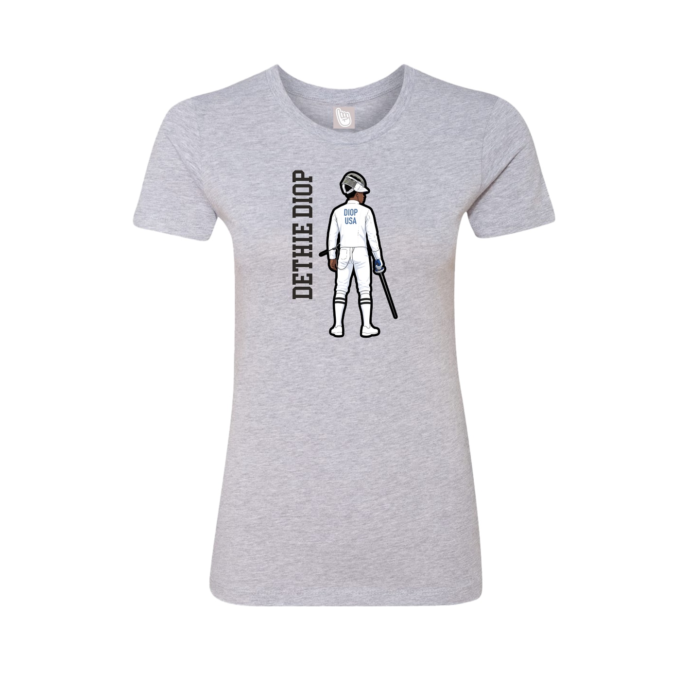 Fitted Women's Tee — Name Vertical in Grey