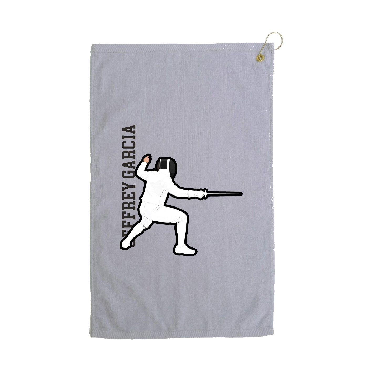 Golf Towel — Name Vertical in Grey