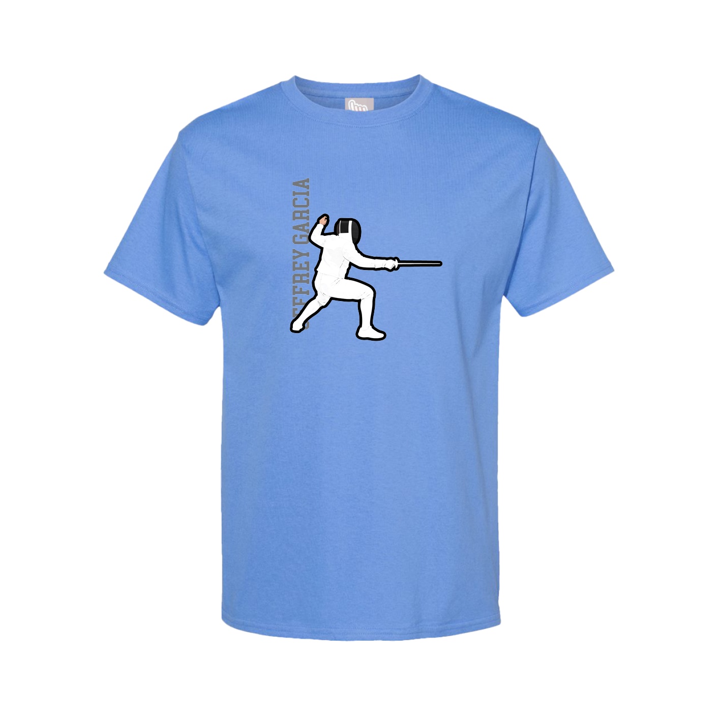 Tee — Name Vertical in Powder Blue